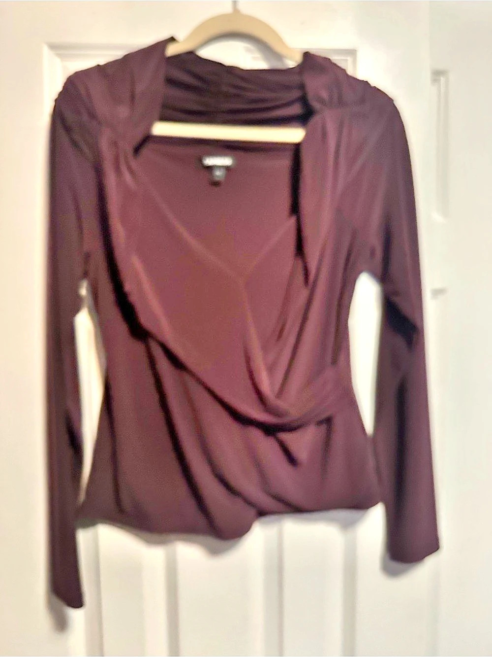 Express Ruched Wrap Long Sleeve Top in Purple Size Small Like New